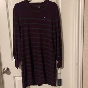 Tommy Hilfiger striped sweater dress. Size M. Button design on sleeve